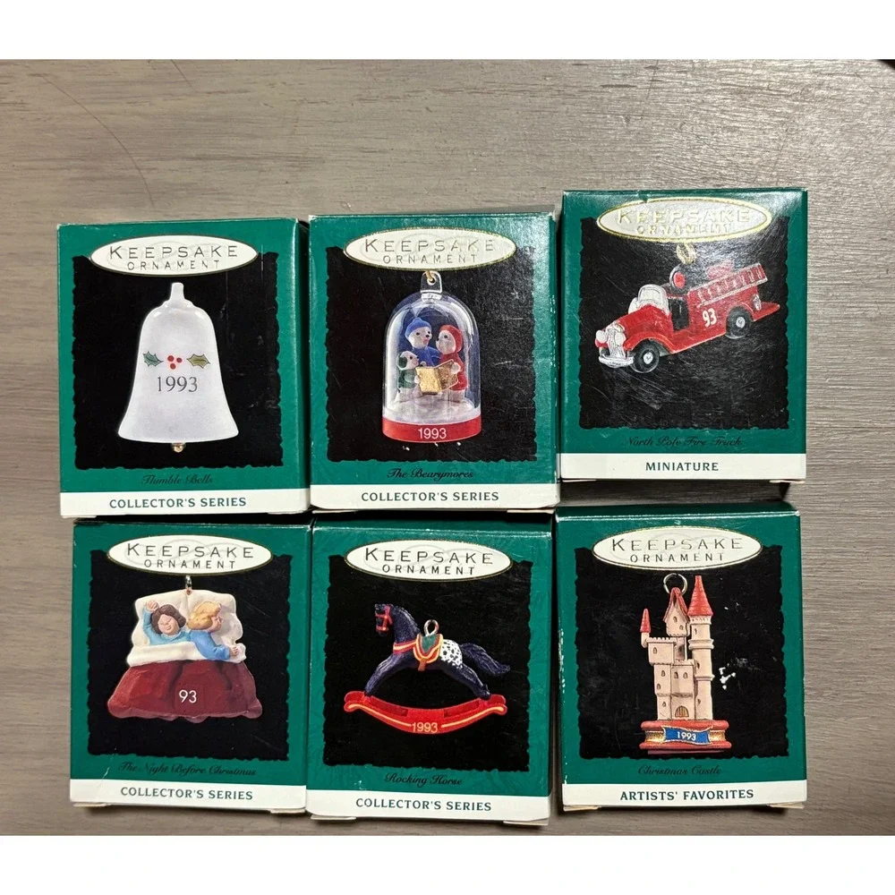 Lot of‎ 6 Hallmark Keepsake Miniature Ornaments 1993 Vintage Christmas